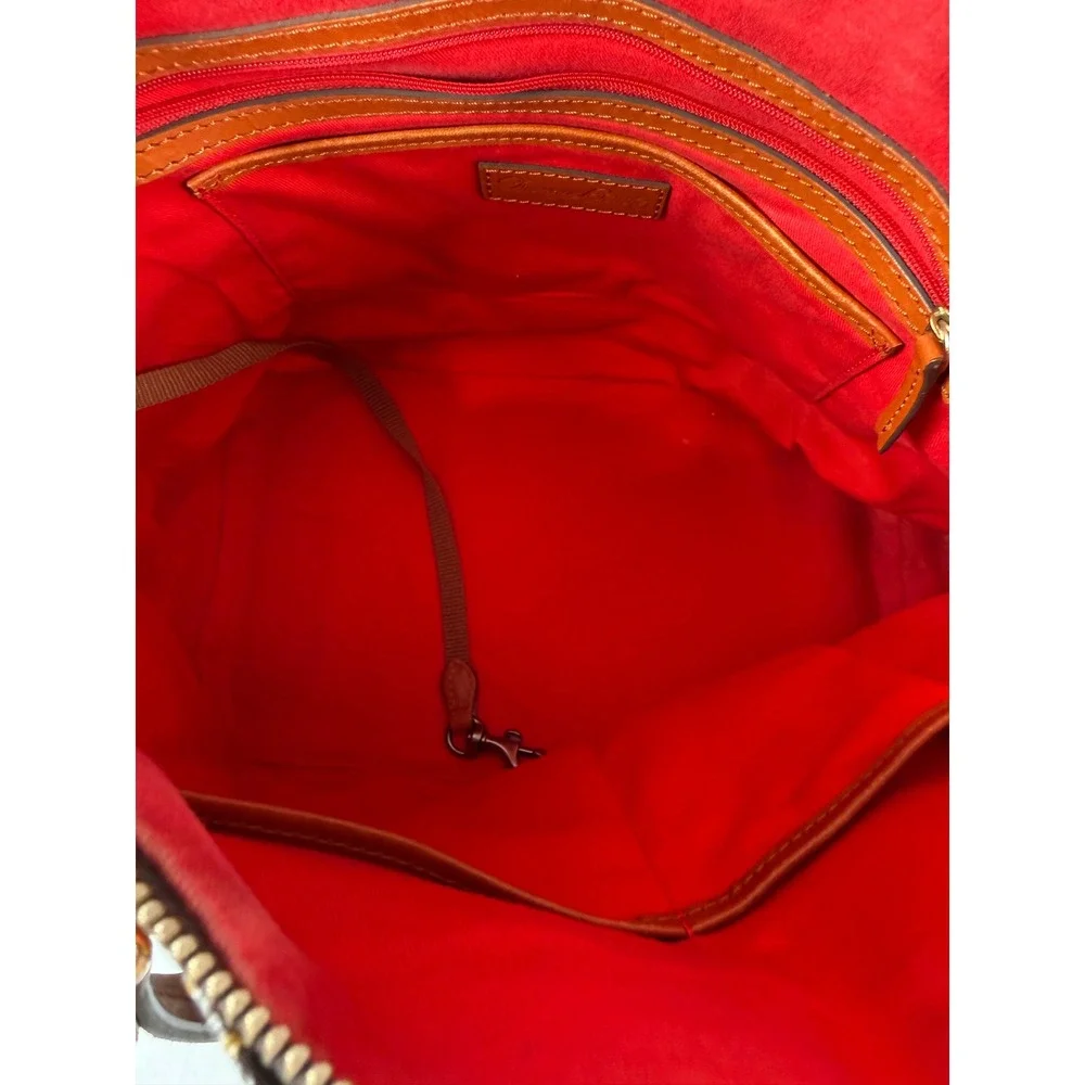 Dooney & Bourke Greta Greena Monogram Satchel Bag Brown Tmoro‎ Leather Trim